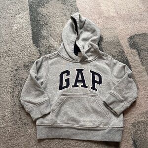 GAP Kids Light Gray Hoodie with Navy Logo